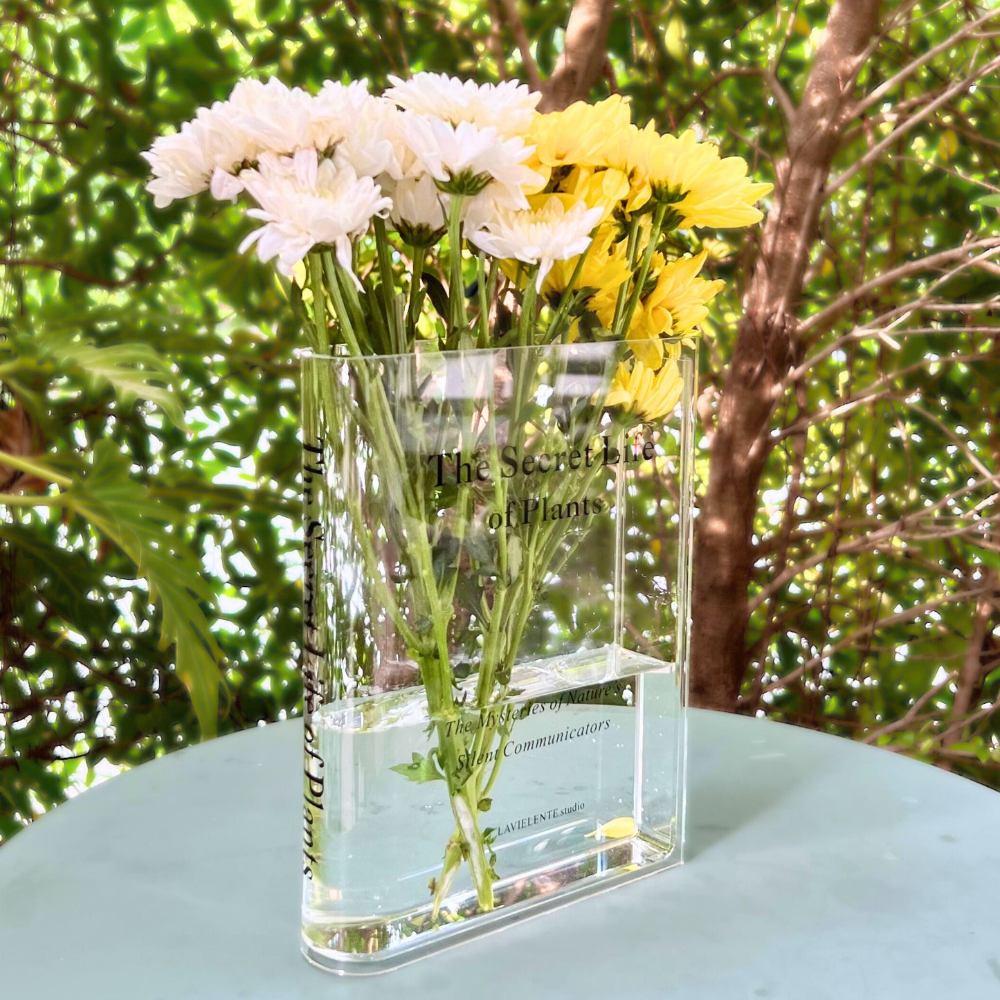 Acrylic Book Vase for Flowers Bookshelf Decor Modern Home Decor for Book and Flower Lovers Gifts for Events, Birthdays, and Housewarmings