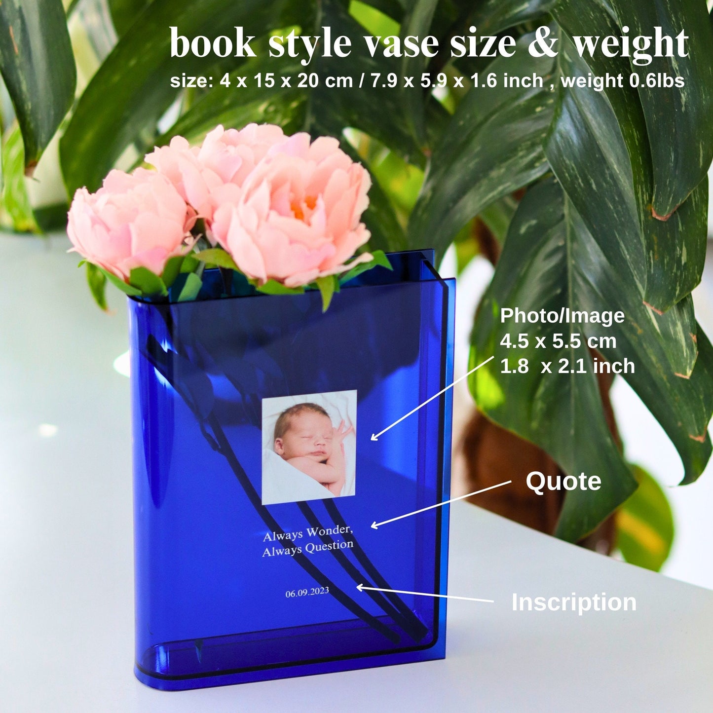 Customizable Photo Book Vase Made-To-Order Home Decor Keepsake Personalize Photo Gifts with Your Treasured Memories or Cherished Moment