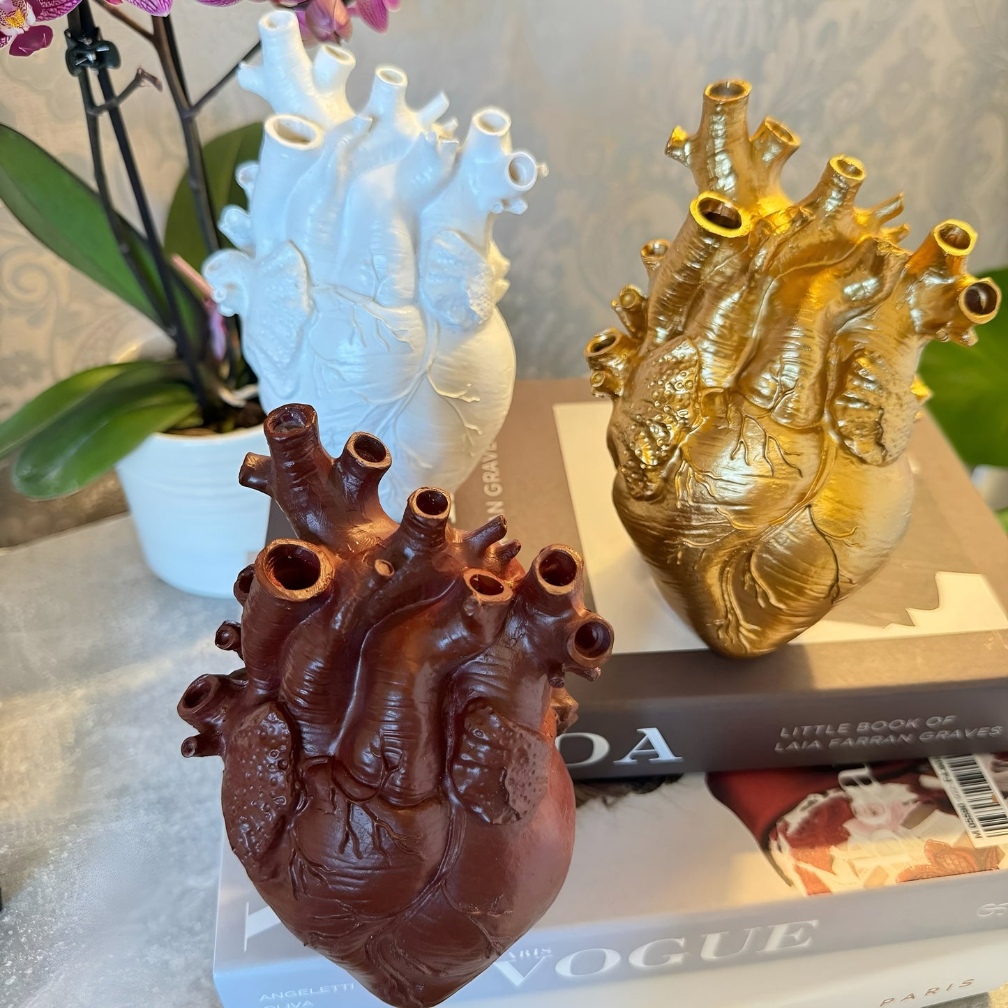 Resin Heart Shape Vase, Anatomical Heart Flower Vase Resin Plant Pot Decorer Decorative Planter Heartvase