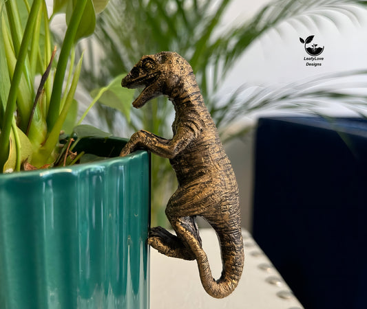 Dinosaur Flowerpot Hugger - Resin T-rex Plant Pot Hanger Decorer Indoors Garden Hanging Statue Figurines Decoration Toppings