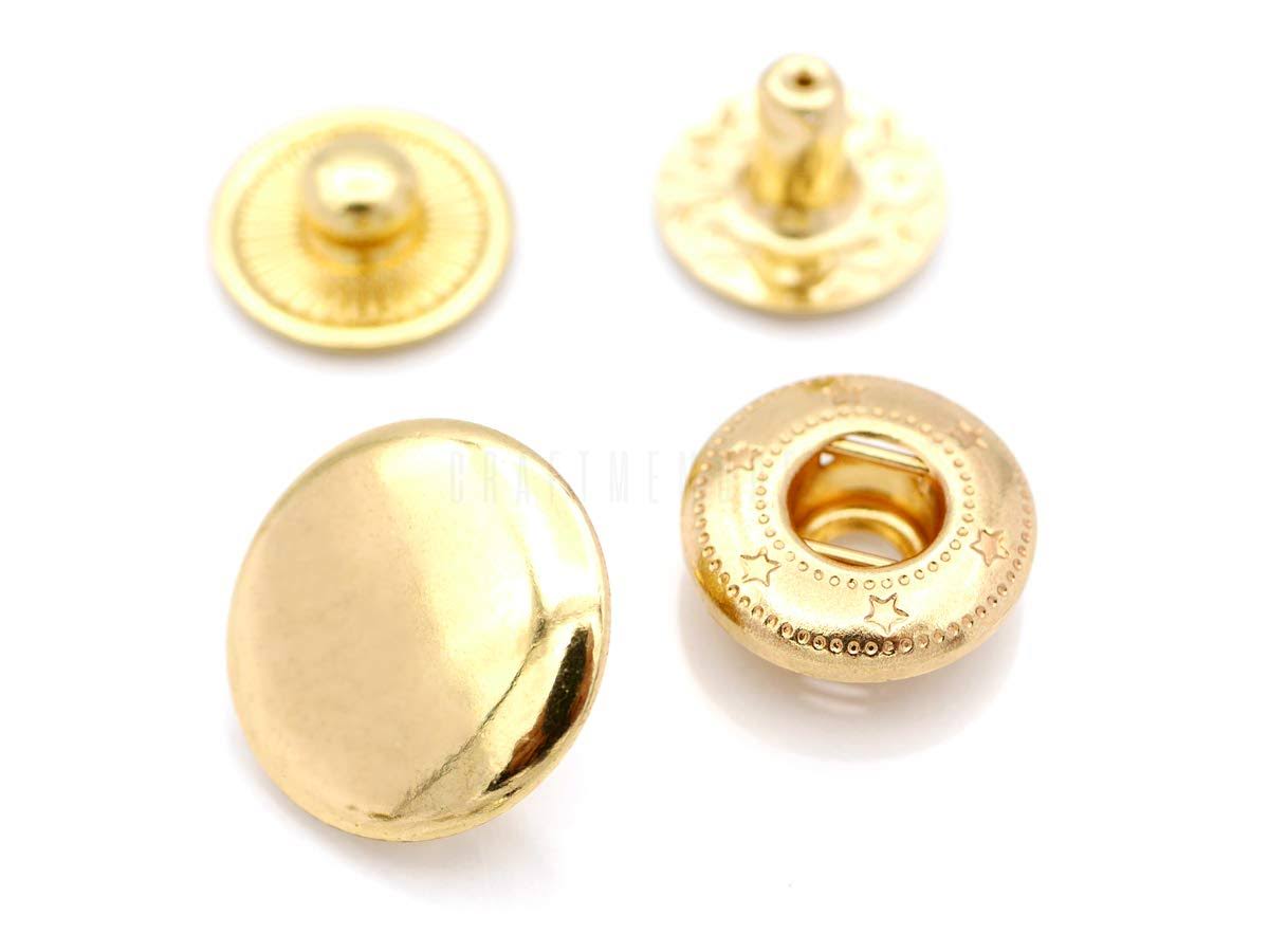 CRAFTMEMORE 10 Pack Snap Fasteners Color Plated Solid Brass Metal Snaps Heavy Duty Press Stud S-Spring Poppers Button VT8#831